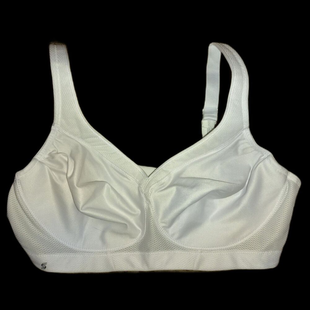 Glamorise Magic Lift Seamless Sports Bra Size 42C White Wide Straps Smoothing
